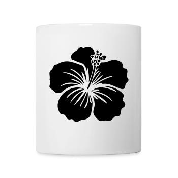 Hibiskus Blume – SVG Schwarz oder Weiß Icon Symbol - Tasse - Weiß - Vorne