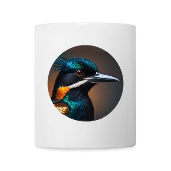 colibri, oiseau, illustration, coloré, paillettes, martin-pêcheur - Mug blanc - blanc - Devant