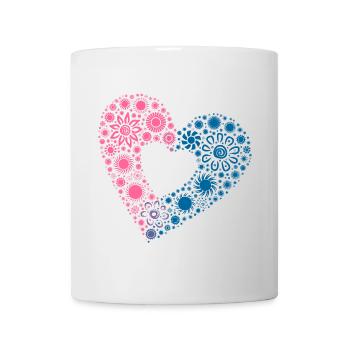 Yin & Yang Love – Buntes Sonnenblumen-Herz - Tasse - Weiß - Vorne