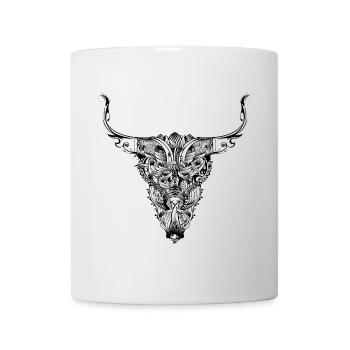 Floral bull skull in mystical tattoo style - Mug - white - Front
