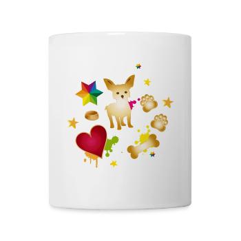 Golden Chihuahua with Colorful Dog Accessories - Mug - white - Front