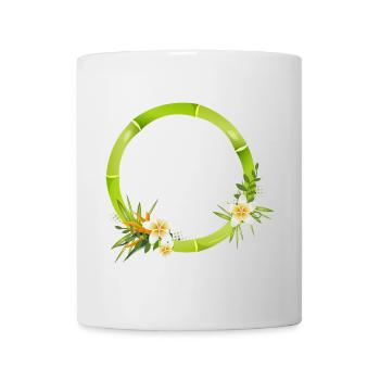 Bambusrahmen mit tropischen Blättern & Blüten - Tasse - Weiß - Vorne