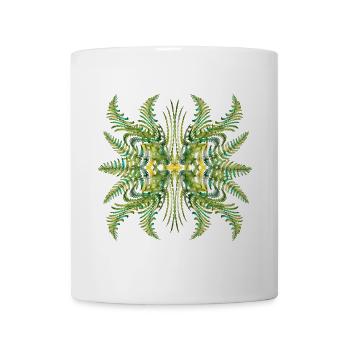 Kaleidoskop-Ornament aus grünen Farnblättern - Tasse - Weiß - Vorne
