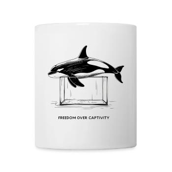 Fine Line Orca – Freedom Over Captivity - Tasse - Weiß - Vorne