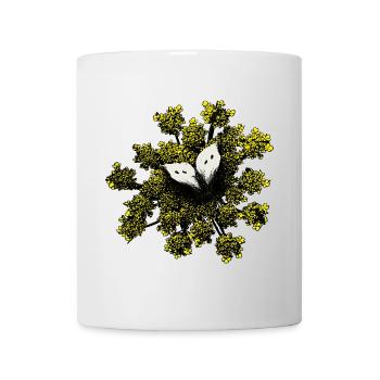 Schmetterling Blüte retro vintage Kohlweißling fly - Tasse - Weiß - Vorne