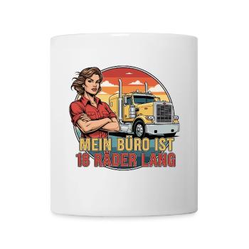 Mon bureau fait 18 roues de long - Mug blanc - blanc - Devant