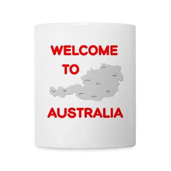 Welcome design Autriche et Australie - Mug blanc - blanc - Devant