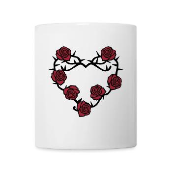 Rosen und Dornen Herz - Tasse - Weiß - Vorne