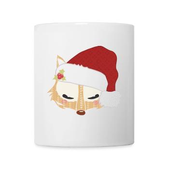 Fuchskopf mit Weihnachtsmütze - Tasse - Weiß - Vorne