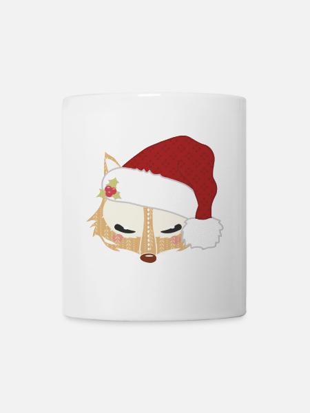 Fox head with santa hat - Mug - white