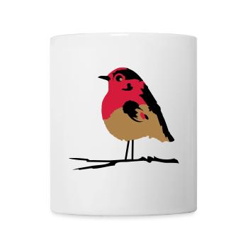 A robin on branch - Mug - white - Front