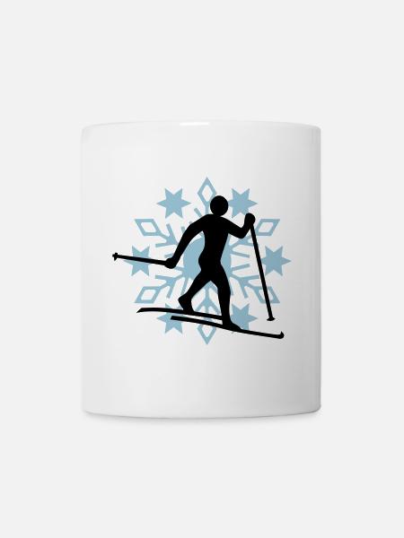 Cross-country snow flake - Mug - white