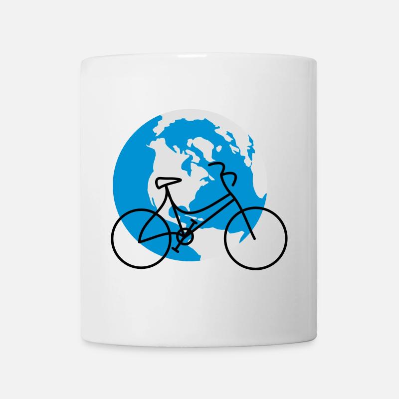 Erde mit Fahrrad - Tasse - Weiß