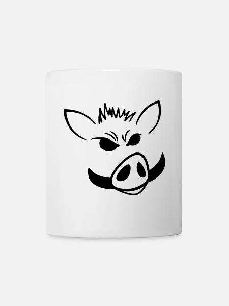 Wildschwein-Power – Minimalistisches Shirt - Tasse - Weiß