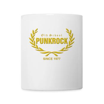 Old School Punkrock Since 1977 (gelber Druck) - Tasse - Weiß - Vorne