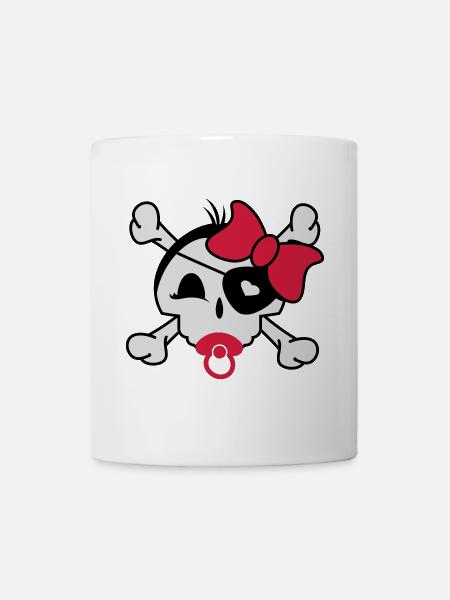Ein Baby Skull Symbol mit Schnuller,Schleife und - Tasse - Weiß