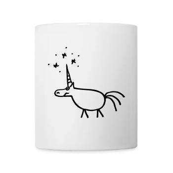 Strichmännchen Einhorn lustiges unicorn Bild Fun - Tasse - Weiß - Vorne