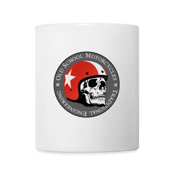 Old School Skull Moto Logo Rothelm - Tasse - Weiß - Vorne