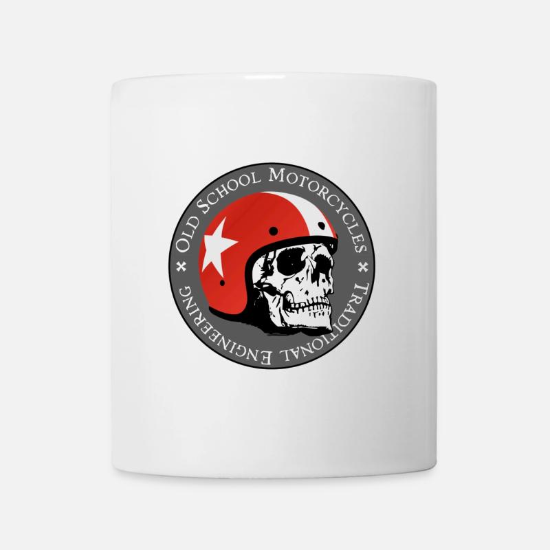 Old School Skull Moto Logo Rothelm - Tasse - Weiß