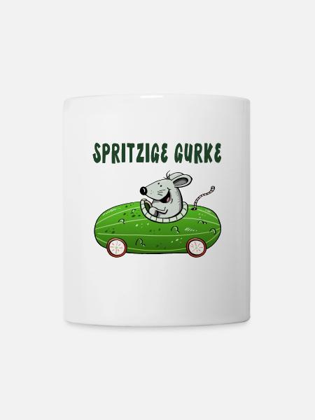 Spritzige Gurke - Spritztour - Auto - Maus - Tasse - Weiß