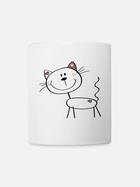 Petit chat avec coeur - bâton comique figure - Mug blanc - blanc