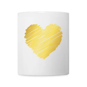 Goldenes Pinselherz – Elegantes Herz Motiv - Tasse - Weiß - Vorne