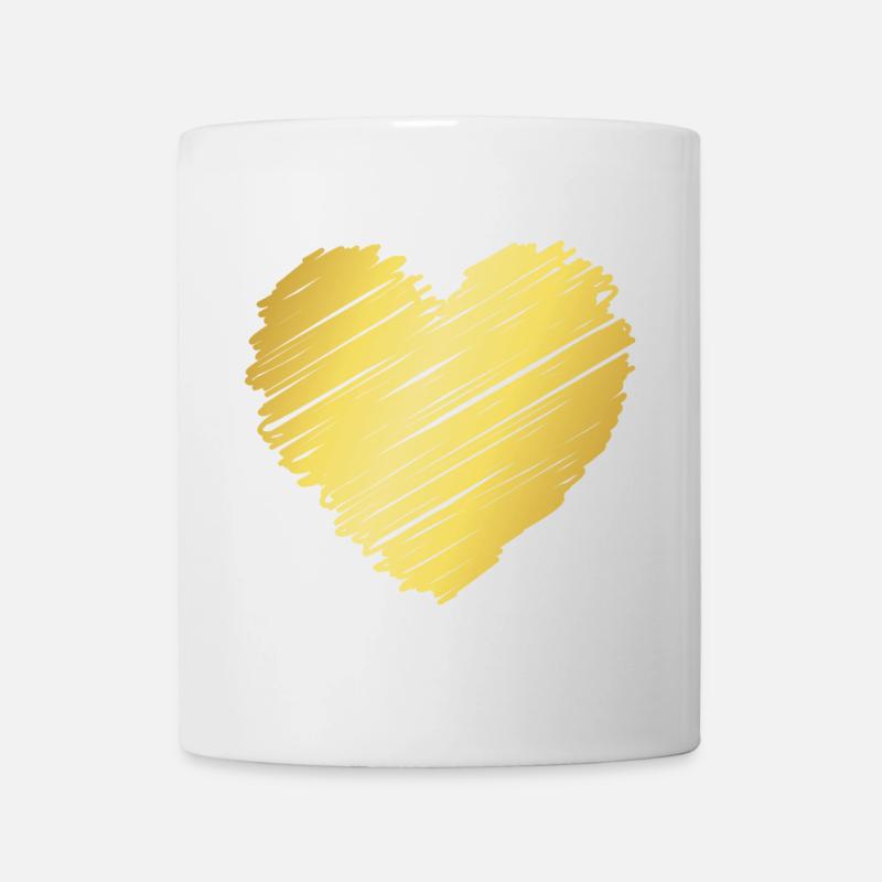Cœur Brosse d’Or – Motif Cœur Élégant - Mug blanc - blanc