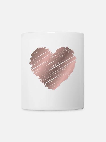 Roségold Pinselherz – Minimal Love Design - Tasse - Weiß