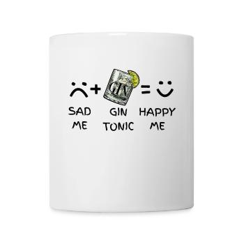 Sad Me (traurig) + Gin Tonic = Happy Me - Tasse - Weiß - Vorne