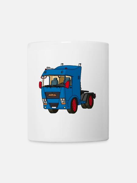 Blaue Zugmaschine - Tasse - Weiß