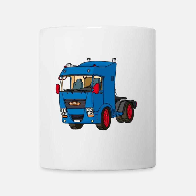 Blaue Zugmaschine - Tasse - Weiß