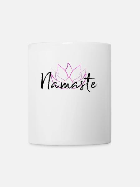 Chemise de yoga Namaste avec fleur de lotus pour yogis - Mug blanc - blanc