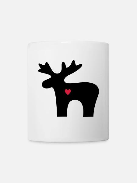 Elch Herz Liebe Silhouette Weihnachten - Tasse - Weiß