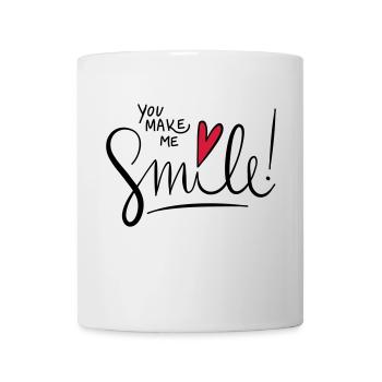 You Make Me Smile - Netter süßer Spruch mit Herz - Tasse - Weiß - Vorne