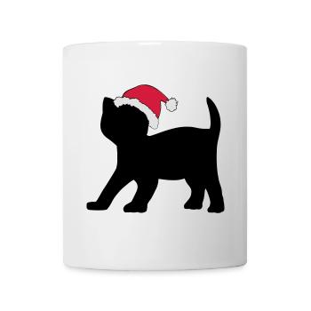 Chaton dans un chapeau de Noël. - Mug blanc - blanc - Devant