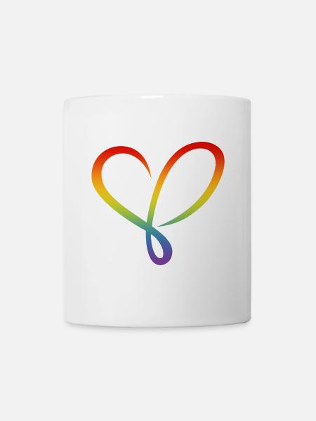 Heart LGBT rainbow love valentines flourishes - Mug - white