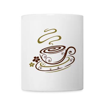 Filigree coffee cup with floral elements. - Mug - white - Front