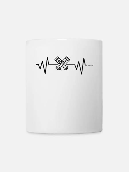 Herzschlag Kolben, Motor, Zylinder, Ingenieur - Tasse - Weiß