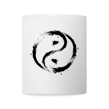 Yin Yang Circles Symbol Brush Black - Mug - white - Front