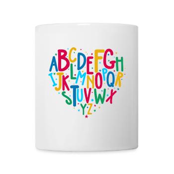 Farbenfrohes Alphabet-Herz-Design - Tasse - Weiß - Vorne
