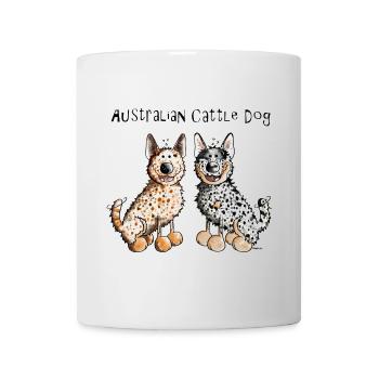 Deux Bouvier Australien - Australian Cattle Dog - Mug blanc - blanc - Devant