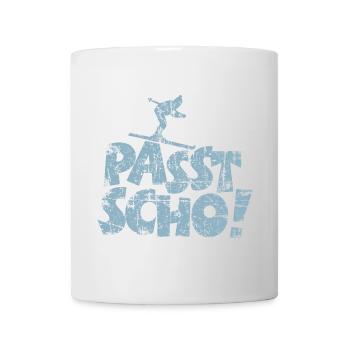 Passt Scho! Après-Ski T-Shirt (Damen/Navy) - Tasse - Weiß - Vorne