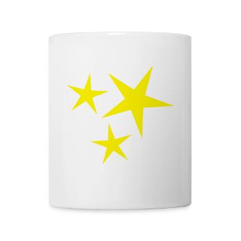 Drei (gelbe) Sterne - Tasse - Weiß - Vorne
