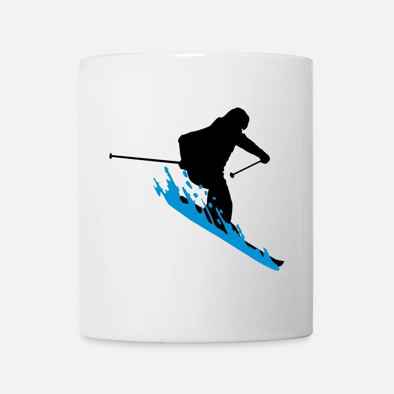 Skiing, skier - Mug blanc - blanc