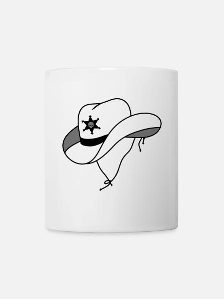 Sheriff Hut mit kleinem Skull auf Sheriff Stern - Tasse - Weiß