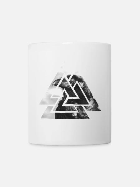 Valknut, Symbol von Odin - Mit schwarzem Raben - Tasse - Weiß