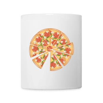 Pizza mit Salami,Paprika,Champignons und Käse - Tasse - Weiß - Vorne