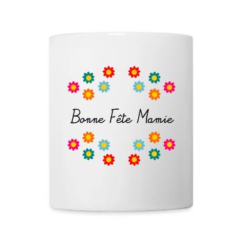 FÊTE DES MÈRES. BONNE FÊTE MAMIE. JE T'AIME MAMIE - Mug blanc - blanc - Devant