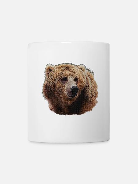 bärenliebhaber t-shirts, Bärenkopf Nachtmuster - Tasse - Weiß