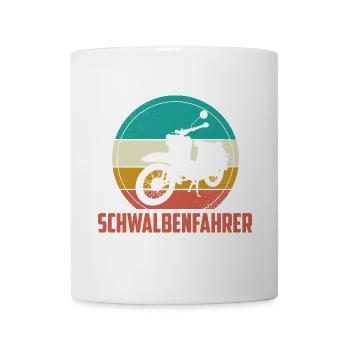 Schwalbe Moped Mofa DDR Schwalbenfahrer Geschenk - Tasse - Weiß - Vorne